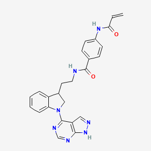 molecular formula C25H23N7O2 B2409559 4-(Prop-2-enoylamino)-N-[2-[1-(1H-pyrazolo[3,4-d]pyrimidin-4-yl)-2,3-dihydroindol-3-yl]ethyl]benzamide CAS No. 2418709-10-9