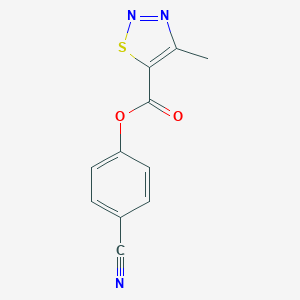 molecular formula C11H7N3O2S B240956 4-Cyanophenyl 4-methyl-1,2,3-thiadiazole-5-carboxylate 