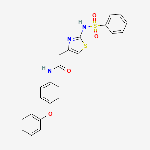 molecular formula C23H19N3O4S2 B2409570 N-(4-phenoxyphenyl)-2-(2-(phenylsulfonamido)thiazol-4-yl)acetamide CAS No. 922130-41-4