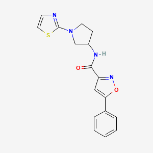 molecular formula C17H16N4O2S B2409575 5-phenyl-N-(1-(thiazol-2-yl)pyrrolidin-3-yl)isoxazole-3-carboxamide CAS No. 1798031-43-2