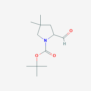 molecular formula C12H21NO3 B2409578 Tert-butyl 2-formyl-4,4-dimethylpyrrolidine-1-carboxylate CAS No. 1824377-25-4