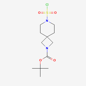 molecular formula C12H21ClN2O4S B2409596 Tert-butyl 7-chlorosulfonyl-2,7-diazaspiro[3.5]nonane-2-carboxylate CAS No. 2378507-22-1
