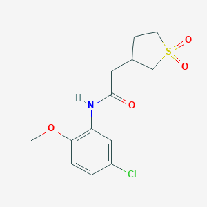 molecular formula C13H16ClNO4S B240960 N-(5-chloro-2-methoxyphenyl)-2-(1,1-dioxothiolan-3-yl)acetamide 