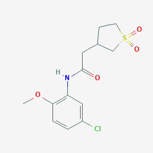 molecular formula C13H16ClNO4S B240960 N-(5-chloro-2-methoxyphenyl)-2-(1,1-dioxo-1lambda6-thiolan-3-yl)acetamide 