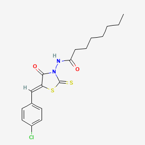 molecular formula C18H21ClN2O2S2 B2409633 N-[(5Z)-5-[(4-chlorophenyl)methylidene]-4-oxo-2-sulfanylidene-1,3-thiazolidin-3-yl]octanamide CAS No. 303056-04-4