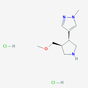 molecular formula C10H19Cl2N3O B2409711 rac-4-[(3r,4s)-4-(methoxymethyl)pyrrolidin-3-yl]-1-methyl-1h-pyrazole dihydrochloride CAS No. 1969288-74-1