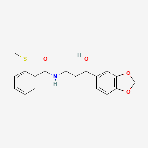 molecular formula C18H19NO4S B2409786 N-(3-(benzo[d][1,3]dioxol-5-yl)-3-hydroxypropyl)-2-(methylthio)benzamide CAS No. 1421480-69-4