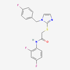 molecular formula C18H14F3N3OS B2409874 N-(2,4-difluorophenyl)-2-({1-[(4-fluorophenyl)methyl]-1H-imidazol-2-yl}sulfanyl)acetamide CAS No. 893364-99-3