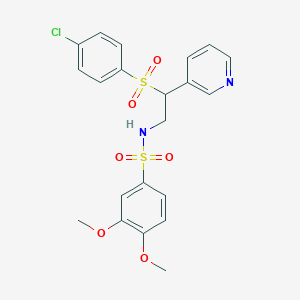 molecular formula C21H21ClN2O6S2 B240992 N-[2-[(4-chlorophenyl)sulfonyl]-2-(3-pyridinyl)ethyl]-3,4-dimethoxybenzenesulfonamide 