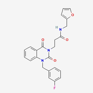 molecular formula C23H20FN3O4 B2409930 3-{1-[(3-fluorophenyl)methyl]-2,4-dioxo-1,2,3,4-tetrahydroquinazolin-3-yl}-N-[(furan-2-yl)methyl]propanamide CAS No. 899788-24-0