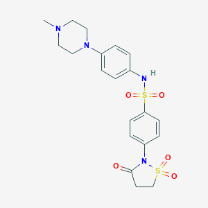 molecular formula C20H24N4O5S2 B240994 4-(1,1-dioxido-3-oxo-2-isothiazolidinyl)-N-[4-(4-methyl-1-piperazinyl)phenyl]benzenesulfonamide 