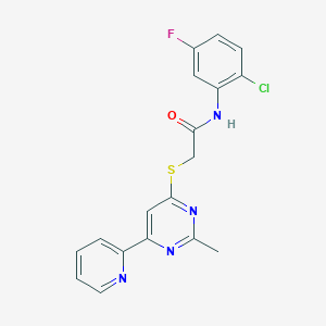 N-(2-chloro-5-fluorophenyl)-2-((2-methyl-6-(pyridin-2-yl)pyrimidin-4-yl)thio)acetamide