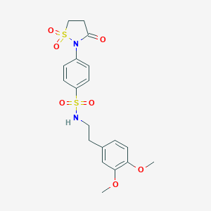molecular formula C19H22N2O7S2 B240996 N-[2-(3,4-dimethoxyphenyl)ethyl]-4-(1,1-dioxido-3-oxo-2-isothiazolidinyl)benzenesulfonamide 