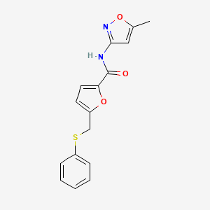 molecular formula C16H14N2O3S B2409960 N-(5-methyl-1,2-oxazol-3-yl)-5-(phenylsulfanylmethyl)furan-2-carboxamide CAS No. 831185-80-9
