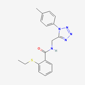 2-(ethylthio)-N-((1-(p-tolyl)-1H-tetrazol-5-yl)methyl)benzamide