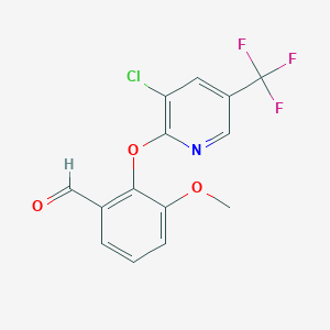 molecular formula C14H9ClF3NO3 B2409975 2-{[3-chloro-5-(trifluoromethyl)pyridin-2-yl]oxy}-3-methoxybenzaldehyde CAS No. 937604-86-9