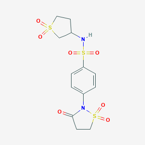 molecular formula C13H16N2O7S3 B240998 4-(1,1-dioxido-3-oxo-2-isothiazolidinyl)-N-(1,1-dioxidotetrahydro-3-thienyl)benzenesulfonamide 