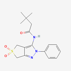 molecular formula C17H21N3O3S B2409981 N-{5,5-dioxo-2-phenyl-2H,4H,6H-5lambda6-thieno[3,4-c]pyrazol-3-yl}-3,3-dimethylbutanamide CAS No. 893926-12-0