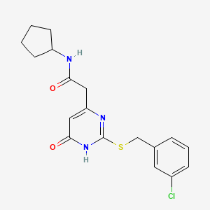 2-(2-((3-chlorobenzyl)thio)-6-oxo-1,6-dihydropyrimidin-4-yl)-N-cyclopentylacetamide
