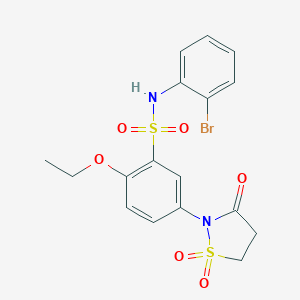 molecular formula C17H17BrN2O6S2 B241004 N-(2-bromophenyl)-5-(1,1-dioxido-3-oxo-2-isothiazolidinyl)-2-ethoxybenzenesulfonamide 