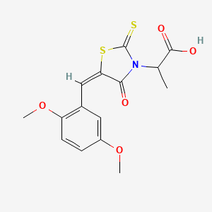 2-[(5E)-5-[(2,5-dimethoxyphenyl)methylidene]-4-oxo-2-sulfanylidene-1,3-thiazolidin-3-yl]propanoic acid