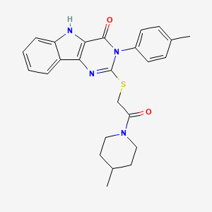 3-(4-methylphenyl)-2-[2-(4-methylpiperidin-1-yl)-2-oxoethyl]sulfanyl-5H-pyrimido[5,4-b]indol-4-one