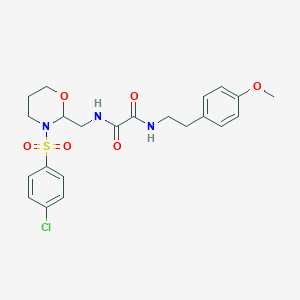molecular formula C22H26ClN3O6S B2410062 N1-((3-((4-chlorophenyl)sulfonyl)-1,3-oxazinan-2-yl)methyl)-N2-(4-methoxyphenethyl)oxalamide CAS No. 872722-78-6