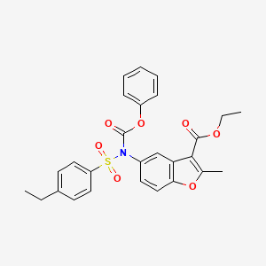 molecular formula C27H25NO7S B2410095 ETHYL 2-METHYL-5-[N-(PHENOXYCARBONYL)4-ETHYLBENZENESULFONAMIDO]-1-BENZOFURAN-3-CARBOXYLATE CAS No. 448212-77-9