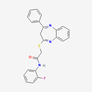 molecular formula C23H18FN3OS B2410103 N-(2-Fluorophenyl)-2-[(4-phenyl-3H-1,5-benzodiazepin-2-YL)sulfanyl]acetamide CAS No. 1251669-76-7