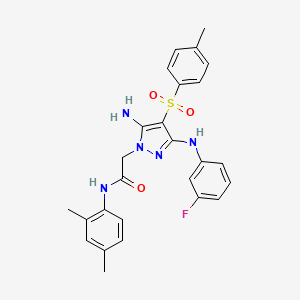2-(5-amino-3-((3-fluorophenyl)amino)-4-tosyl-1H-pyrazol-1-yl)-N-(2,4-dimethylphenyl)acetamide