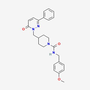 molecular formula C25H28N4O3 B2410153 N-[(4-methoxyphenyl)methyl]-4-[(6-oxo-3-phenyl-1,6-dihydropyridazin-1-yl)methyl]piperidine-1-carboxamide CAS No. 2097899-42-6