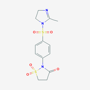 molecular formula C13H15N3O5S2 B241016 2-{4-[(2-methyl-4,5-dihydro-1H-imidazol-1-yl)sulfonyl]phenyl}-3-isothiazolidinone 1,1-dioxide 