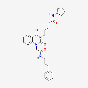 N-cyclopentyl-5-(2,4-dioxo-1-(2-oxo-2-((3-phenylpropyl)amino)ethyl)-1,2-dihydroquinazolin-3(4H)-yl)pentanamide