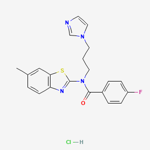 N-(3-(1H-imidazol-1-yl)propyl)-4-fluoro-N-(6-methylbenzo[d]thiazol-2-yl)benzamide hydrochloride