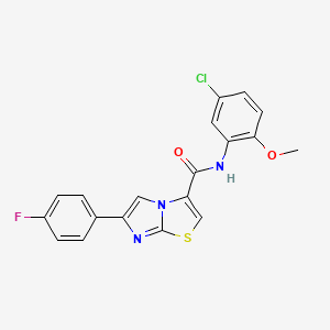 molecular formula C19H13ClFN3O2S B2410267 N-(5-chloro-2-methoxyphenyl)-6-(4-fluorophenyl)imidazo[2,1-b][1,3]thiazole-3-carboxamide CAS No. 1049449-98-0