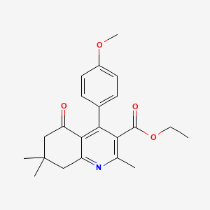 molecular formula C22H25NO4 B2410271 Ethyl 4-(4-methoxyphenyl)-2,7,7-trimethyl-5-oxo-5,6,7,8-tetrahydro-3-quinolinecarboxylate CAS No. 316365-47-6