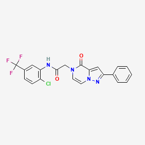 molecular formula C21H14ClF3N4O2 B2410273 N-(2-chloro-5-(trifluoromethyl)phenyl)-2-(4-oxo-2-phenylpyrazolo[1,5-a]pyrazin-5(4H)-yl)acetamide CAS No. 941920-30-5
