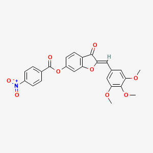 molecular formula C25H19NO9 B2410304 (Z)-3-oxo-2-(3,4,5-trimethoxybenzylidene)-2,3-dihydrobenzofuran-6-yl 4-nitrobenzoate CAS No. 714917-44-9