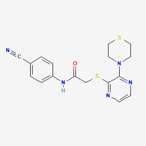 N-(4-cyanophenyl)-2-((3-thiomorpholinopyrazin-2-yl)thio)acetamide