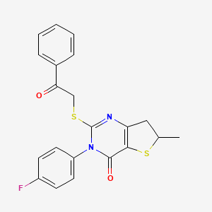 3-(4-Fluorophenyl)-6-methyl-2-phenacylsulfanyl-6,7-dihydrothieno[3,2-d]pyrimidin-4-one
