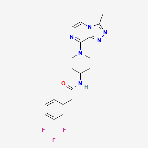 molecular formula C20H21F3N6O B2410329 N-(1-(3-methyl-[1,2,4]triazolo[4,3-a]pyrazin-8-yl)piperidin-4-yl)-2-(3-(trifluoromethyl)phenyl)acetamide CAS No. 2034295-17-3