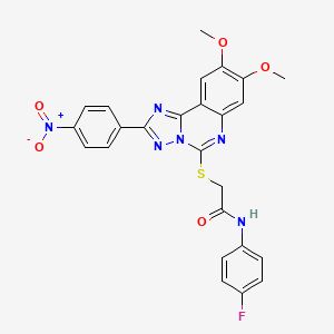 2-((8,9-dimethoxy-2-(4-nitrophenyl)-[1,2,4]triazolo[1,5-c]quinazolin-5-yl)thio)-N-(4-fluorophenyl)acetamide