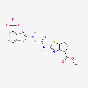 ethyl 2-(2-(methyl(4-(trifluoromethyl)benzo[d]thiazol-2-yl)amino)acetamido)-5,6-dihydro-4H-cyclopenta[d]thiazole-4-carboxylate