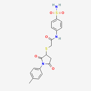 2-[1-(4-methylphenyl)-2,5-dioxopyrrolidin-3-yl]sulfanyl-N-(4-sulfamoylphenyl)acetamide