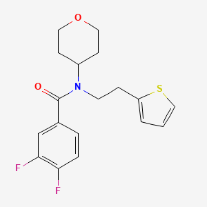 3,4-difluoro-N-(tetrahydro-2H-pyran-4-yl)-N-(2-(thiophen-2-yl)ethyl)benzamide