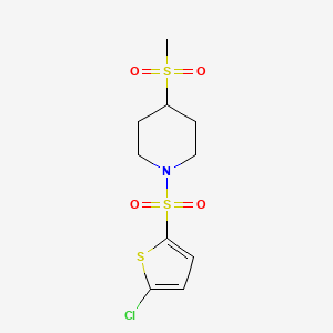 molecular formula C10H14ClNO4S3 B2410402 1-((5-Chlorothiophen-2-yl)sulfonyl)-4-(methylsulfonyl)piperidine CAS No. 1448035-82-2