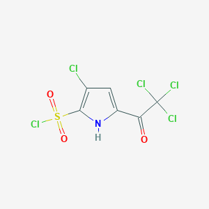molecular formula C6H2Cl5NO3S B2410407 3-chloro-5-(trichloroacetyl)-1H-pyrrole-2-sulfonyl chloride CAS No. 930395-76-9