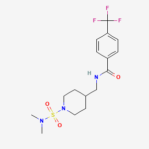 molecular formula C16H22F3N3O3S B2410438 N-((1-(N,N-dimethylsulfamoyl)piperidin-4-yl)methyl)-4-(trifluoromethyl)benzamide CAS No. 2034281-71-3