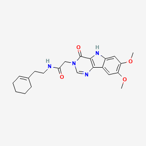 molecular formula C22H26N4O4 B2410466 N-[2-(cyclohex-1-en-1-yl)ethyl]-2-{7,8-dimethoxy-4-oxo-3H,4H,5H-pyrimido[5,4-b]indol-3-yl}acetamide CAS No. 1105228-82-7