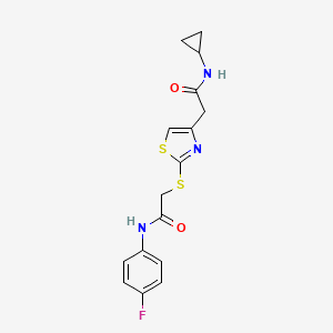 N-cyclopropyl-2-(2-((2-((4-fluorophenyl)amino)-2-oxoethyl)thio)thiazol-4-yl)acetamide